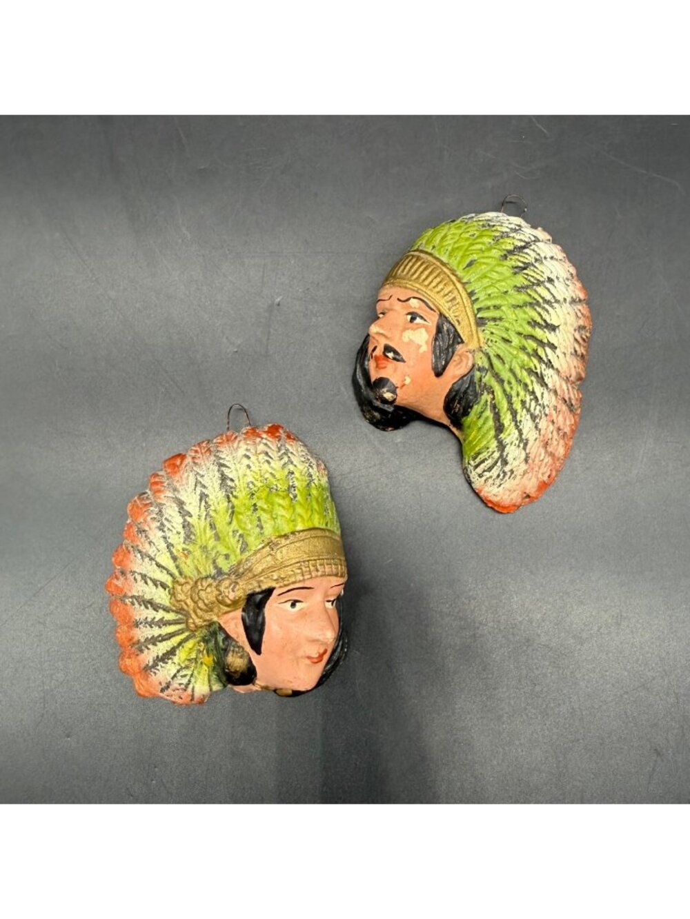 Native American Chief Wall Hangings Vintage 1950s Western Southwestern Decor